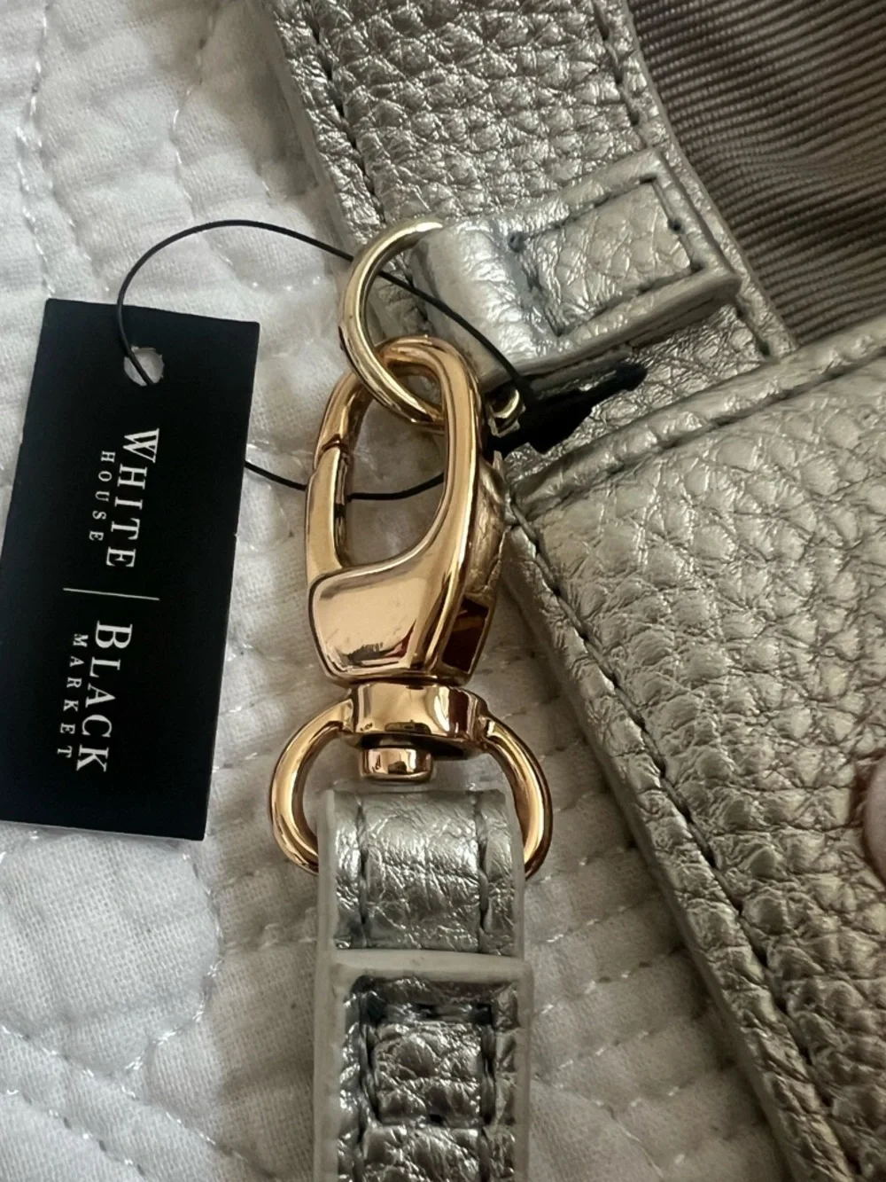 White House Black Market Metallic Silver Envelope Oversized Clutch NEW - Picture 3 of 7